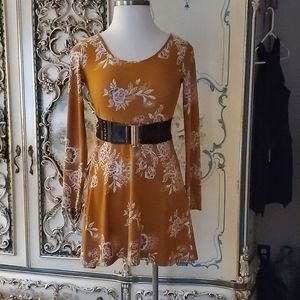 marigold fit and flare floral dress